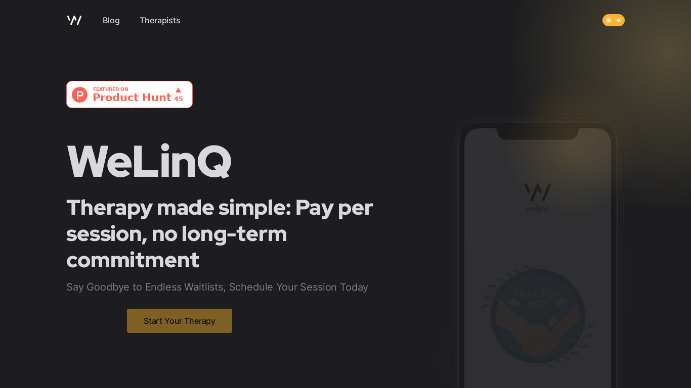 WeLinQ Landing page