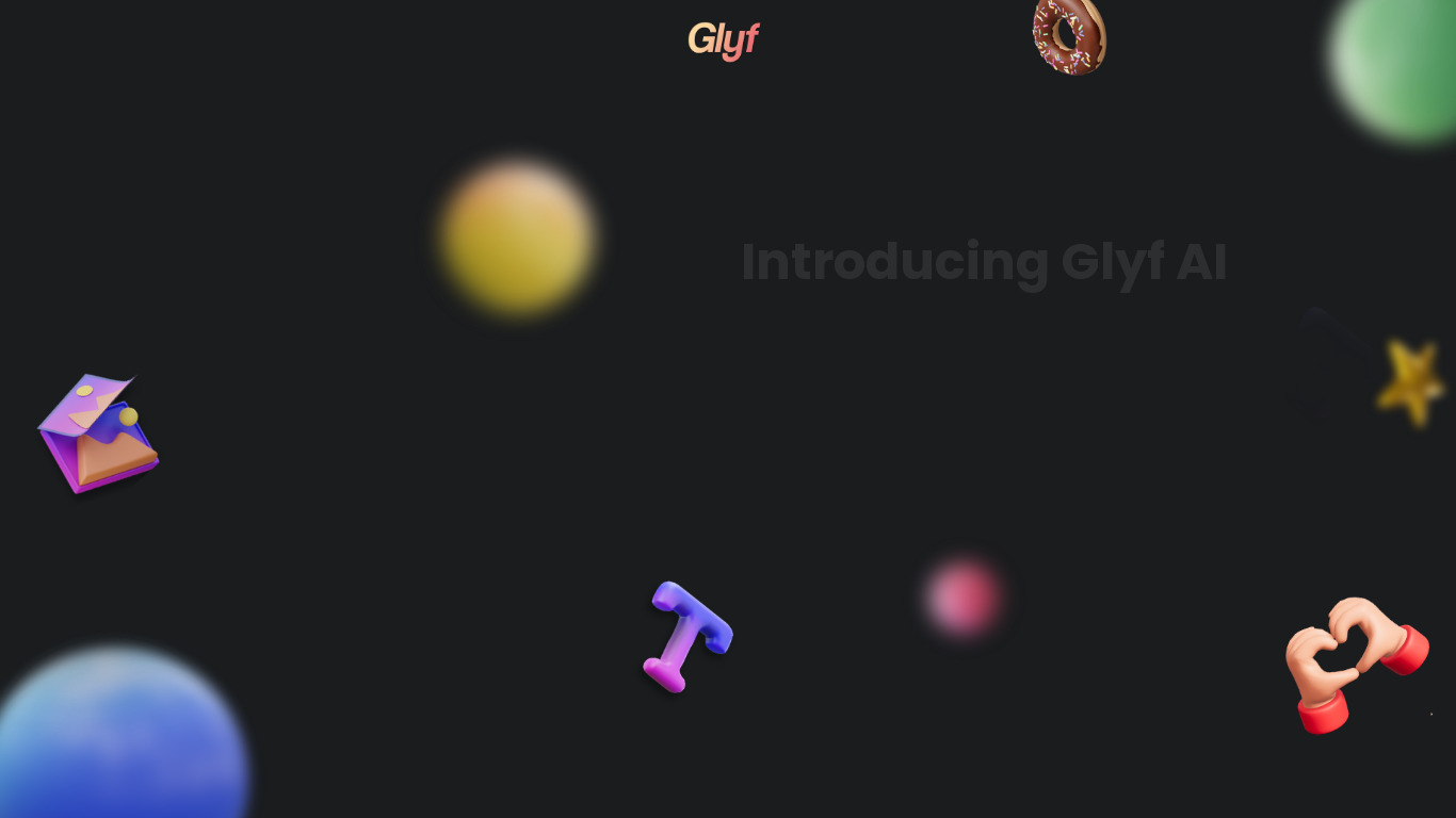 Glyf 3D AI Art Generator Landing page