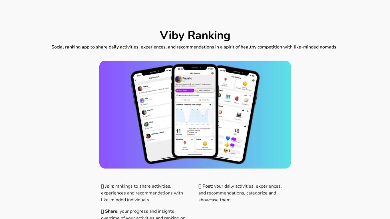 VibyApp Landing page