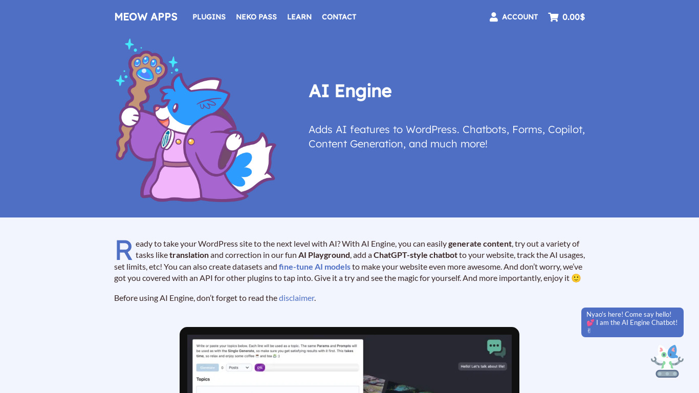 AI Engine Landing page