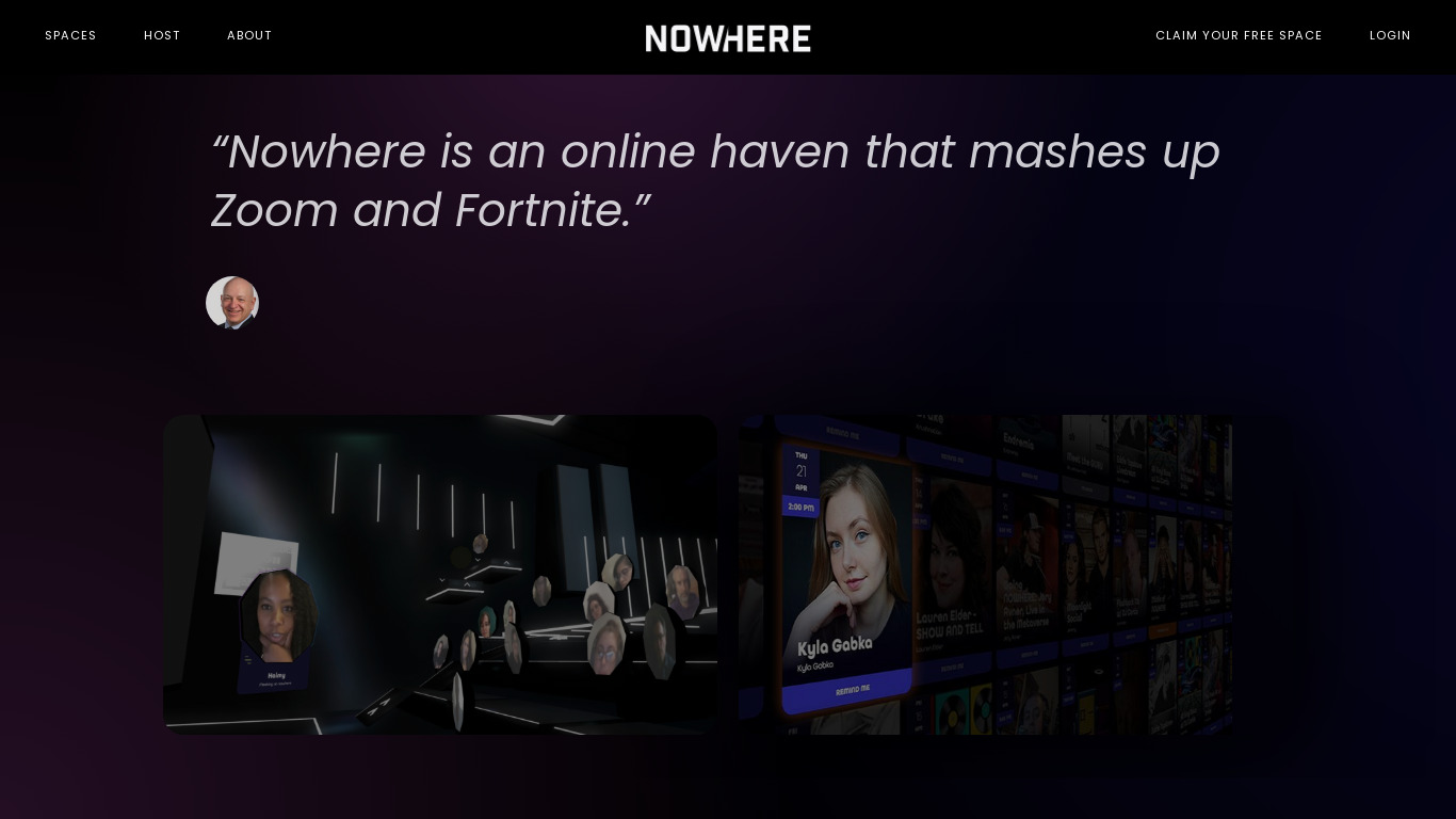 NOWHERE Landing page