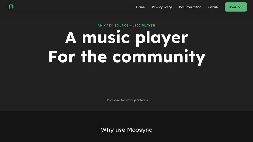 Moosync Landing Page