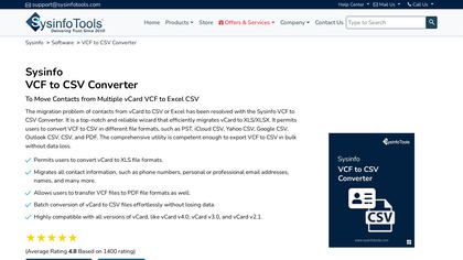Sysinfo VCF to CSV Converter image
