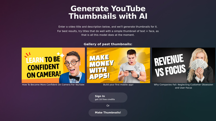 Magic Thumbnails Landing Page