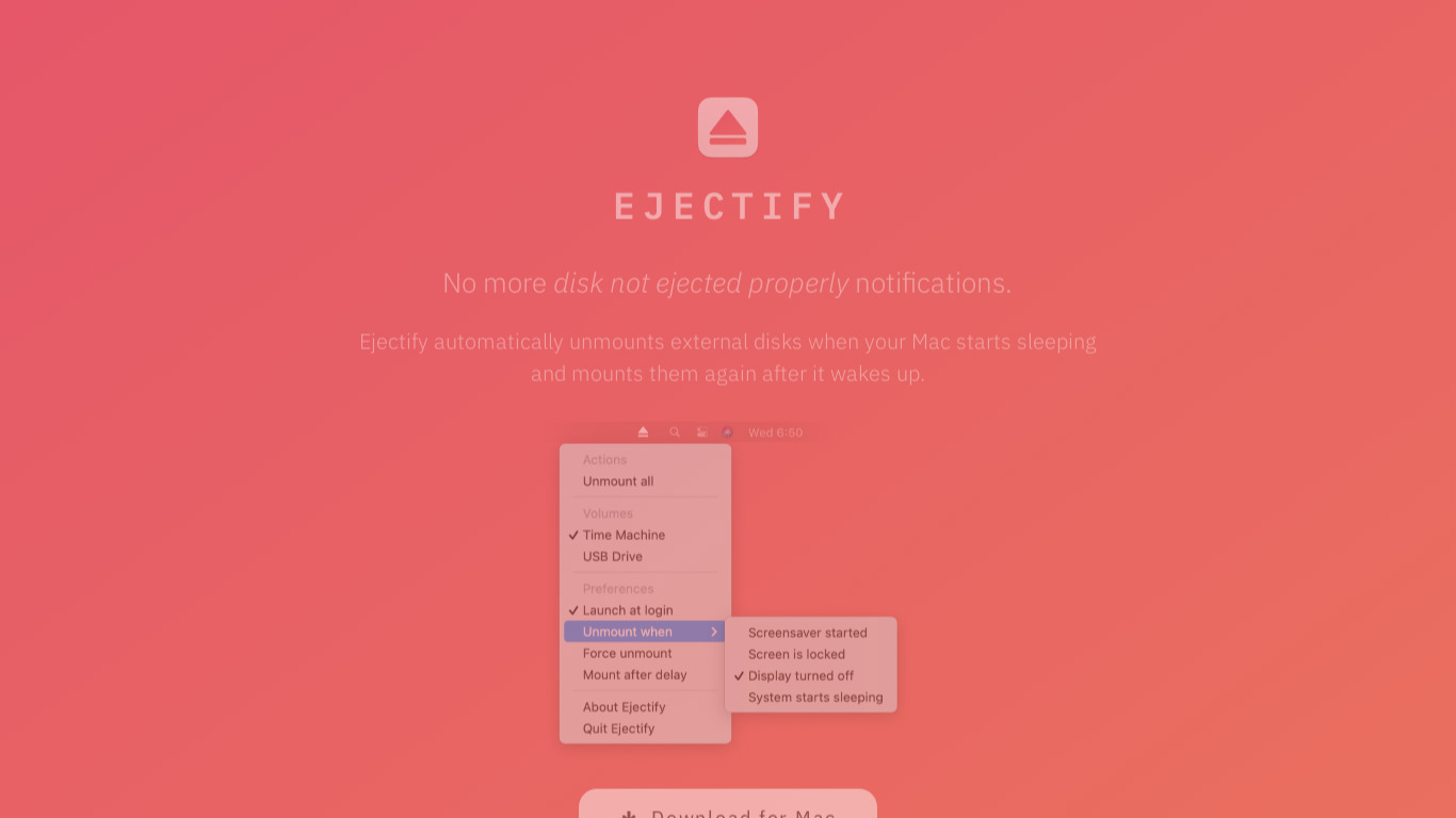 Ejectify Landing page