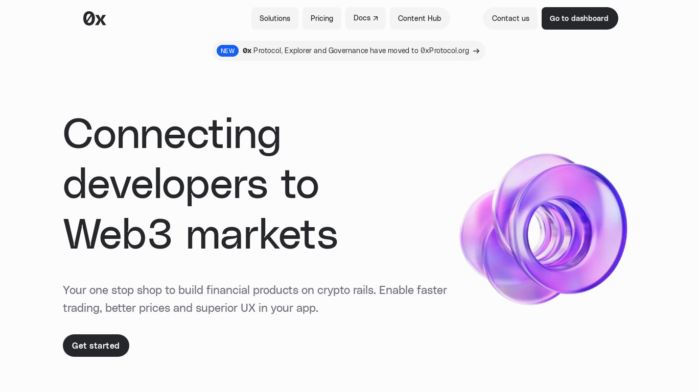 0x Landing page