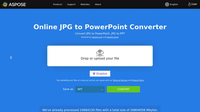 Aspose JPG to PowerPoint Converter Landing Page