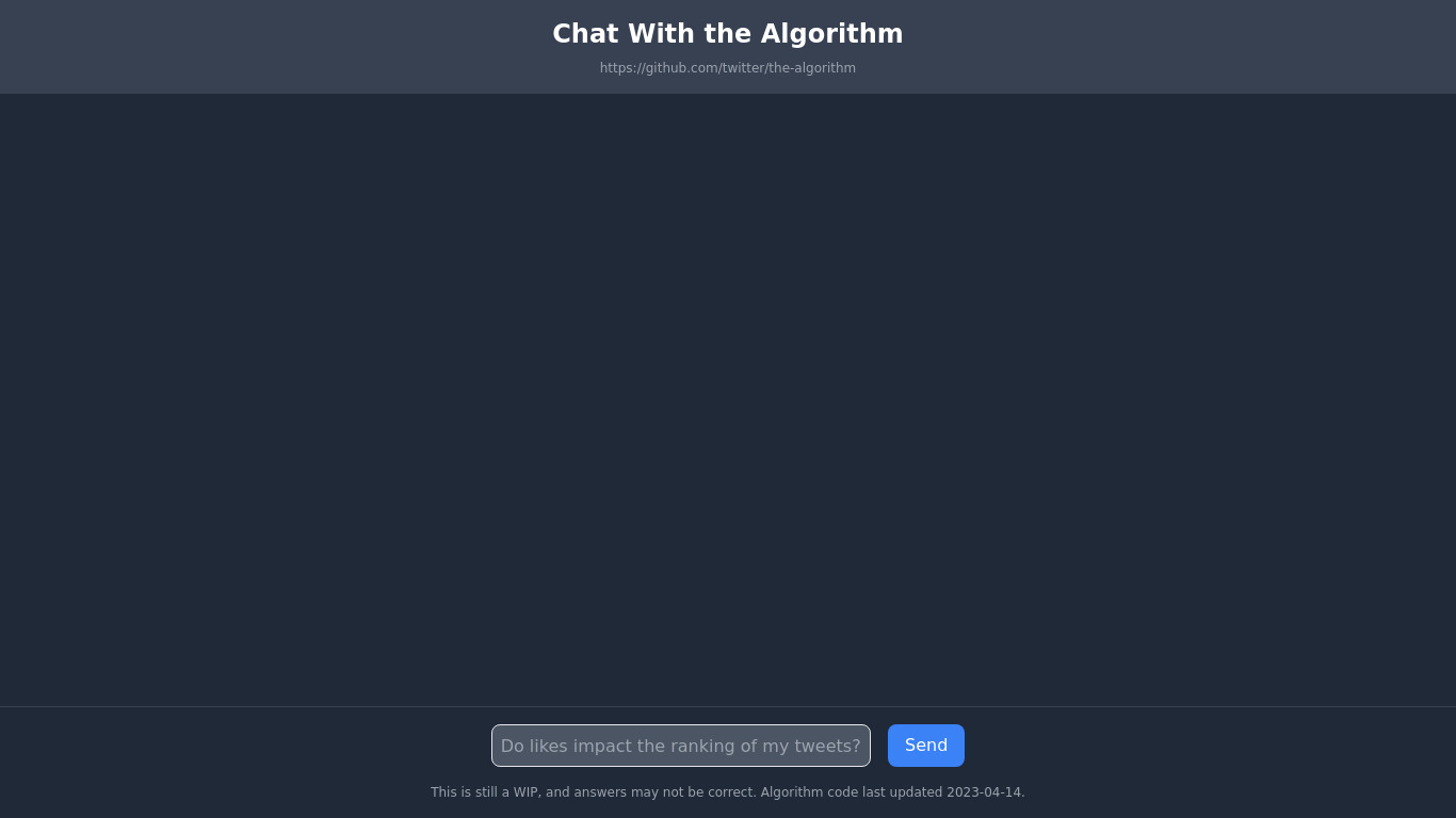Chat with The Algorithm Landing page