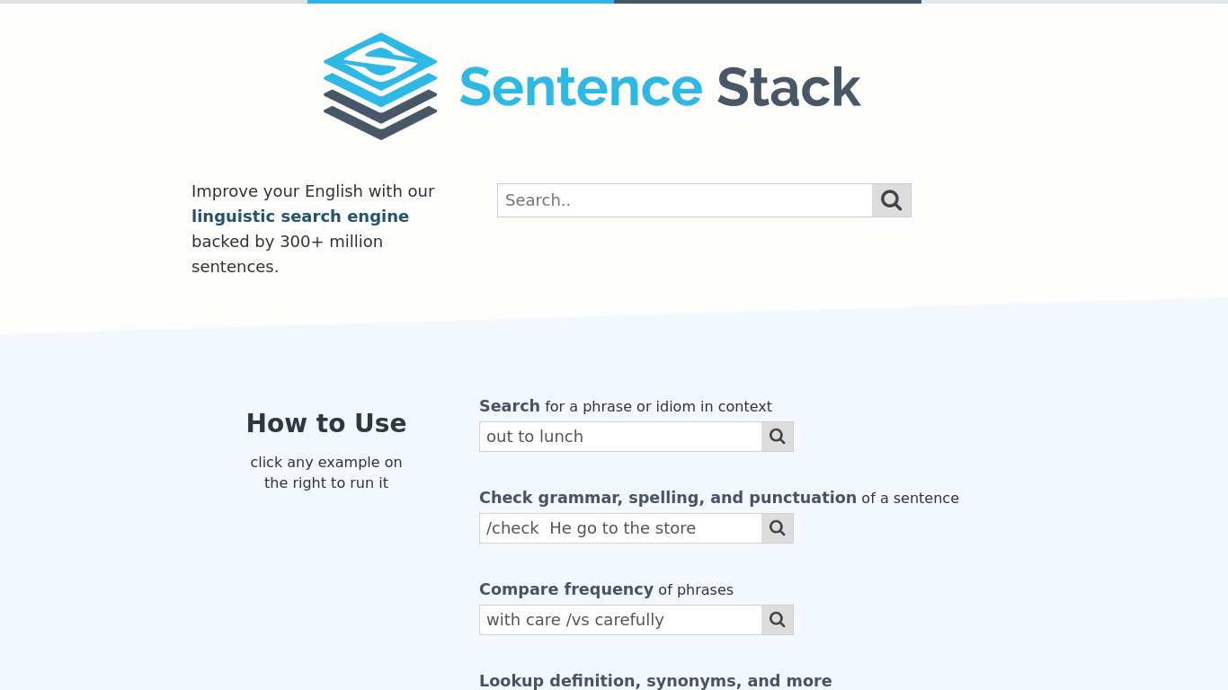 Sentence Stack Landing page