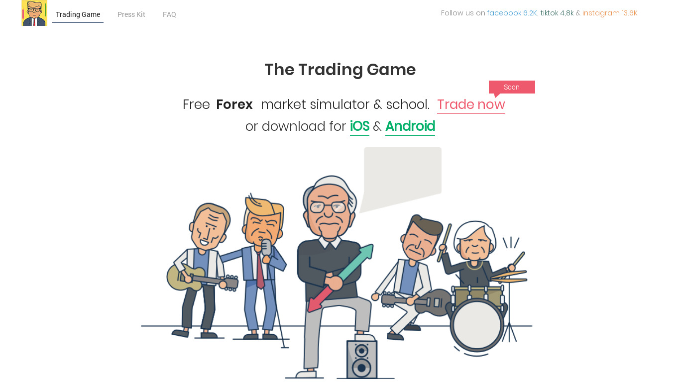 The Trading Game Landing page