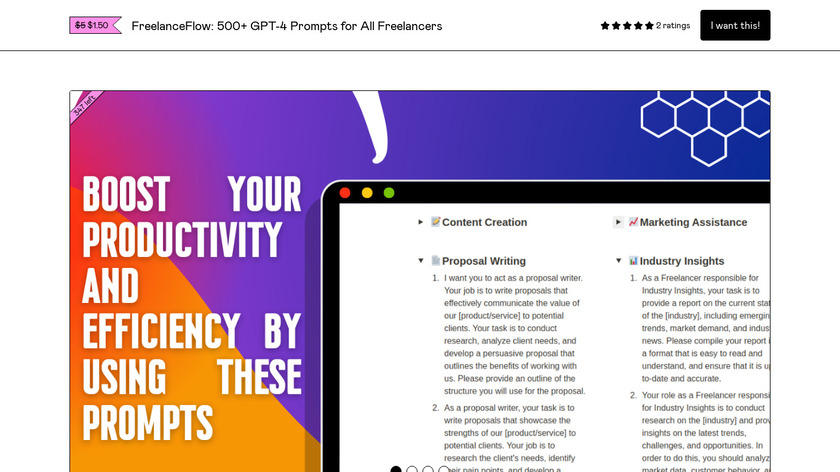 FreelancerFlow: GPT-4 Freelance Prompts Landing Page