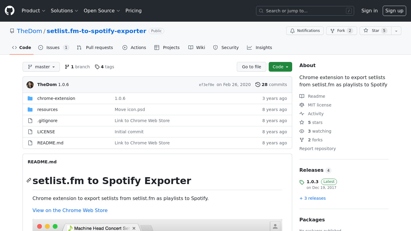 setlist.fm to Spotify Exporter Landing page