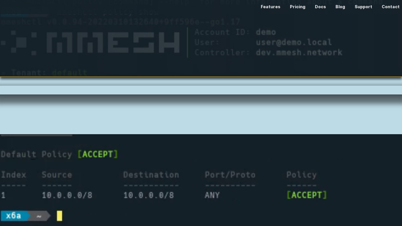 mmesh Landing page