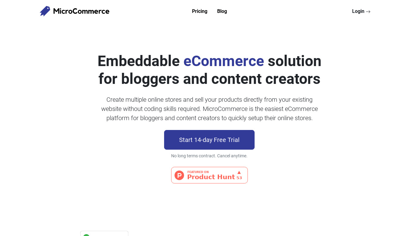MicroCommerce Landing page