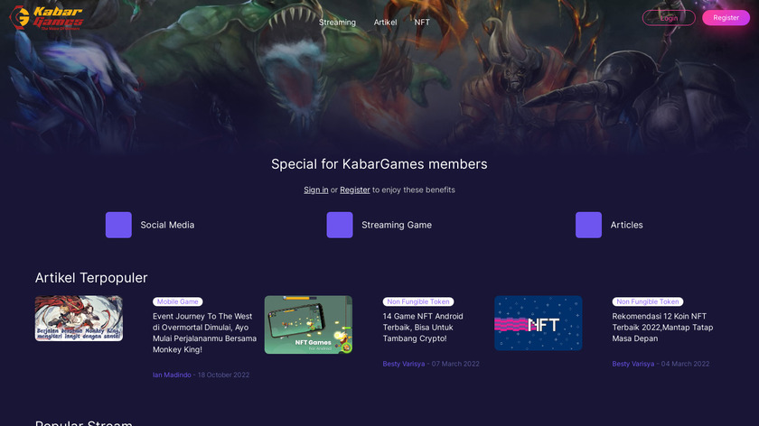 Kabar Games Landing Page