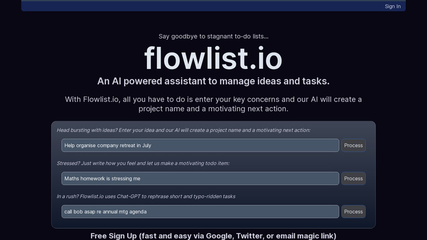 flowlist.io Landing Page