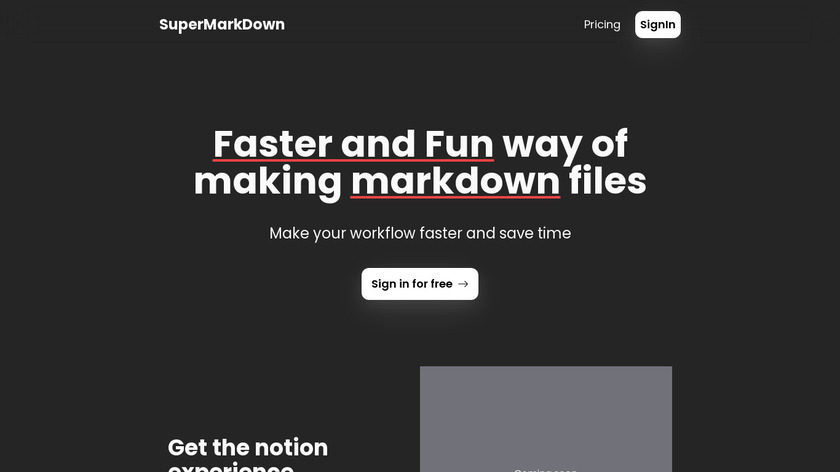 SuperMarkDown Landing Page