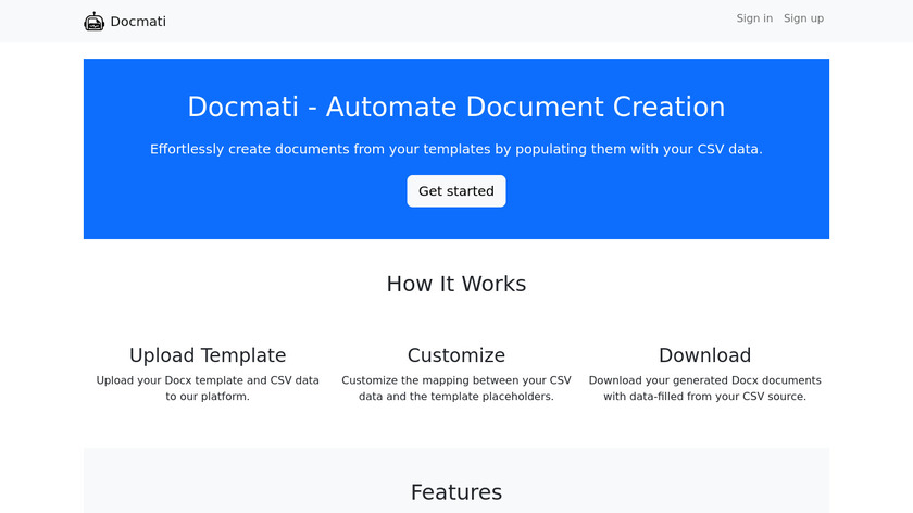 Docmati.com Landing Page