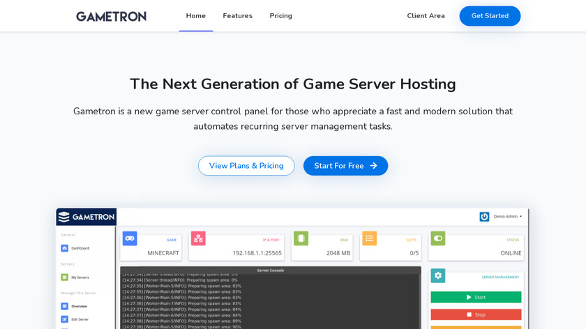 Gametron.io Landing Page