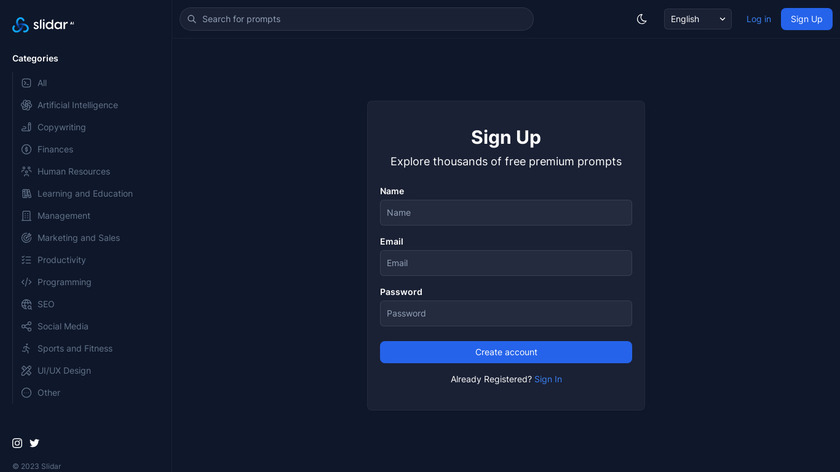 Slidar Landing Page