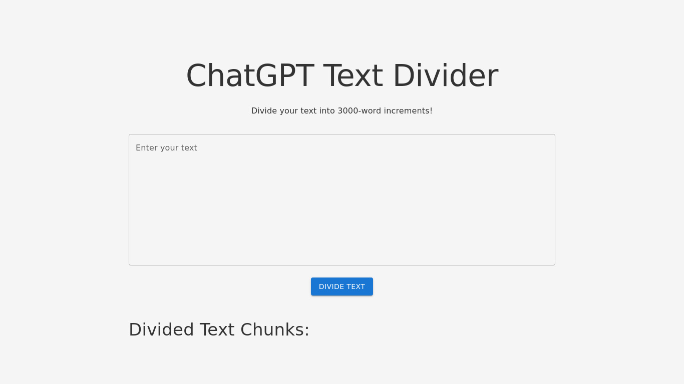 ChatGPT Text Divider Landing page