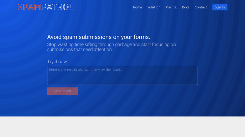 SpamPatrol Landing Page