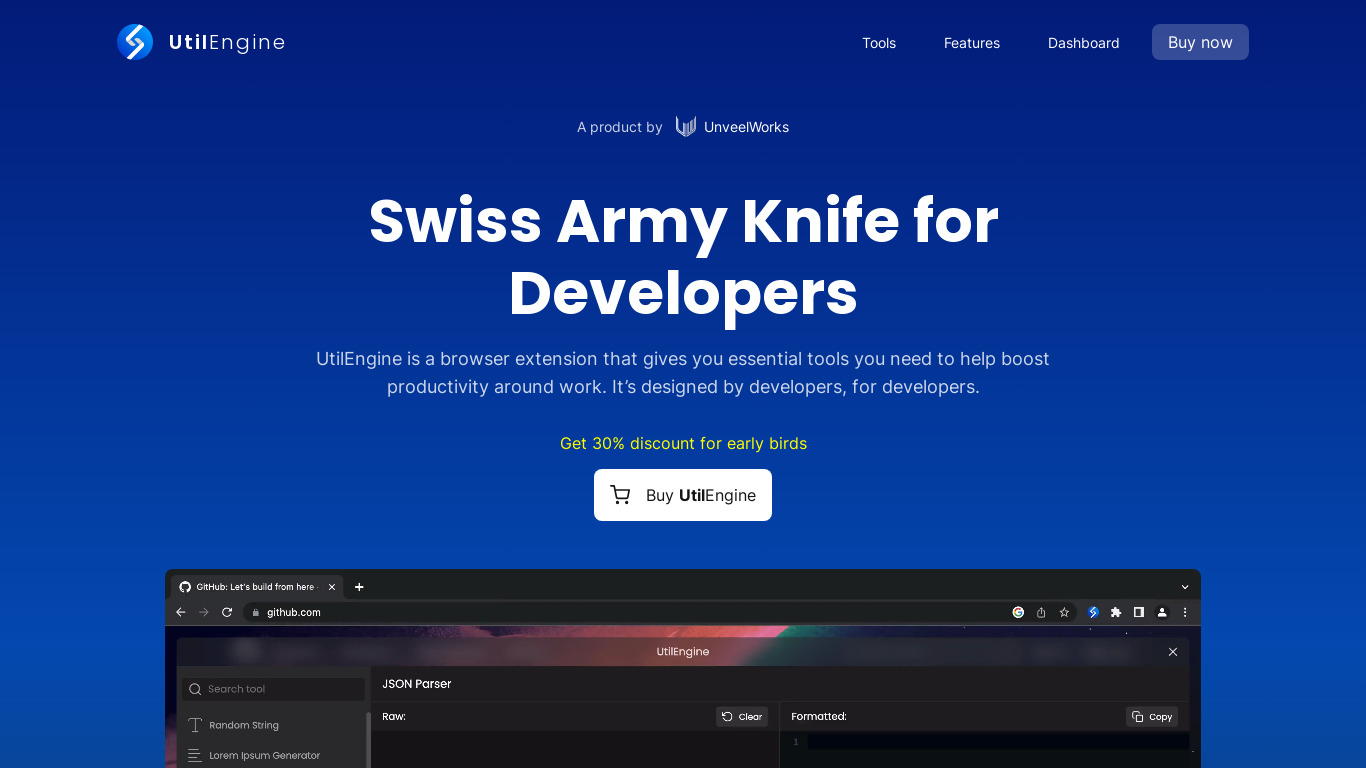 UtilEngine Landing page