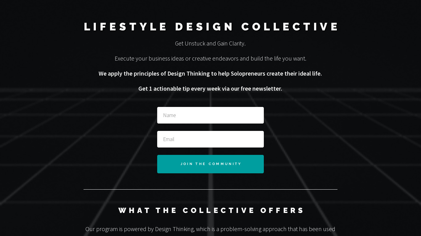 Lifestyle Design Collective Landing page