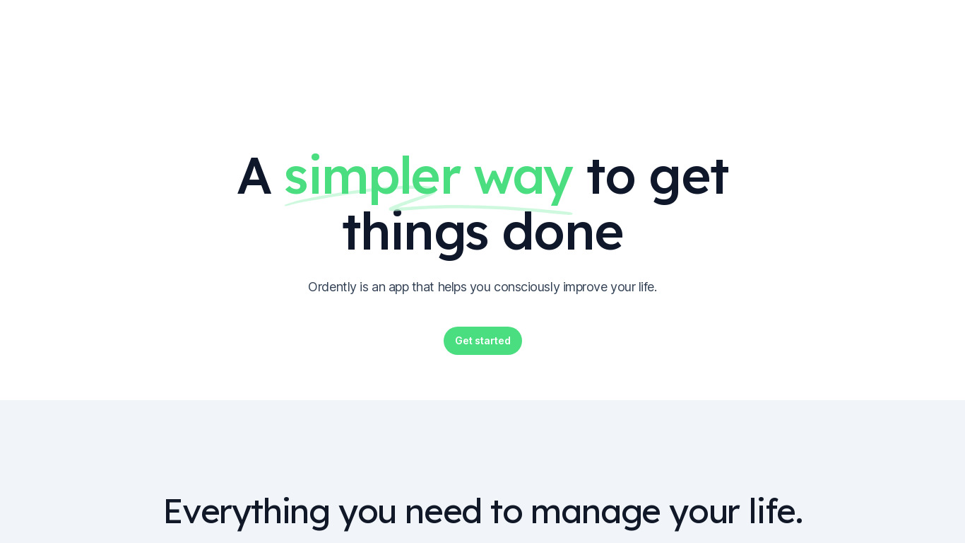 Ordently Landing page