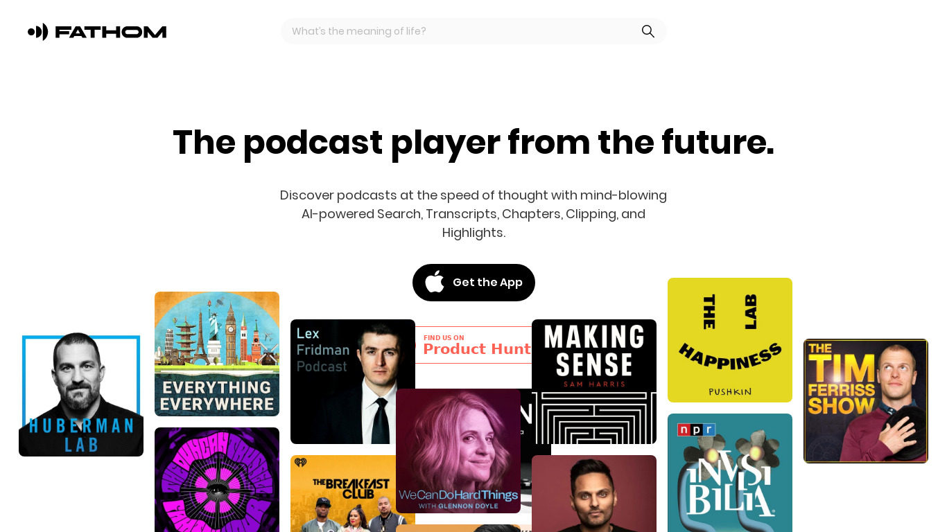 Fathom Podcast Player Landing page