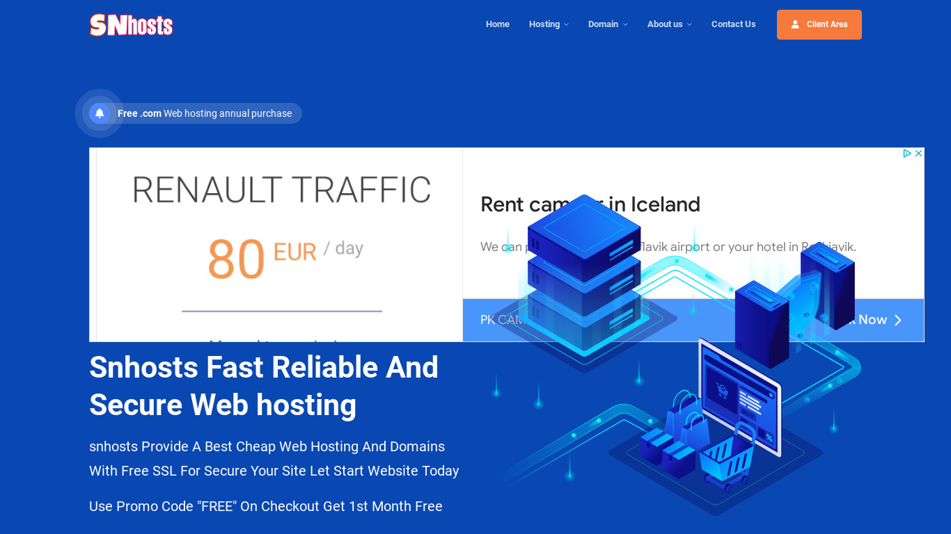 Snhosts Landing page