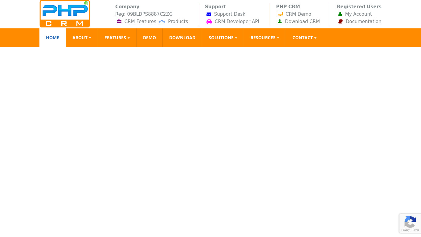 PHP CRM Landing page