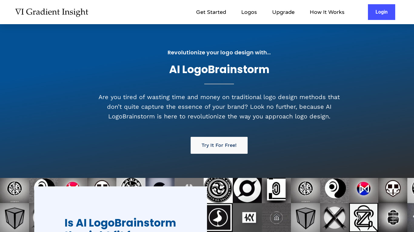 AI LogoBrainstorm Landing page