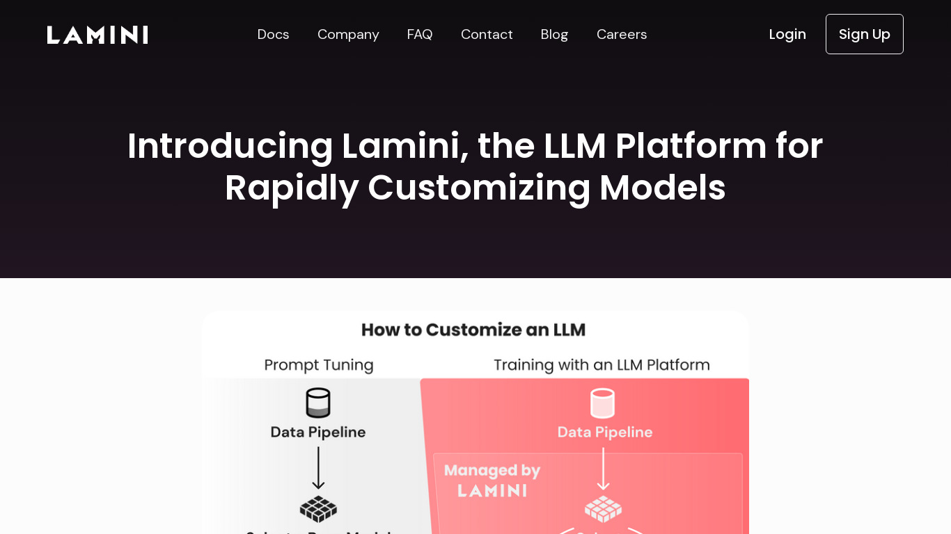 Lamini Landing page