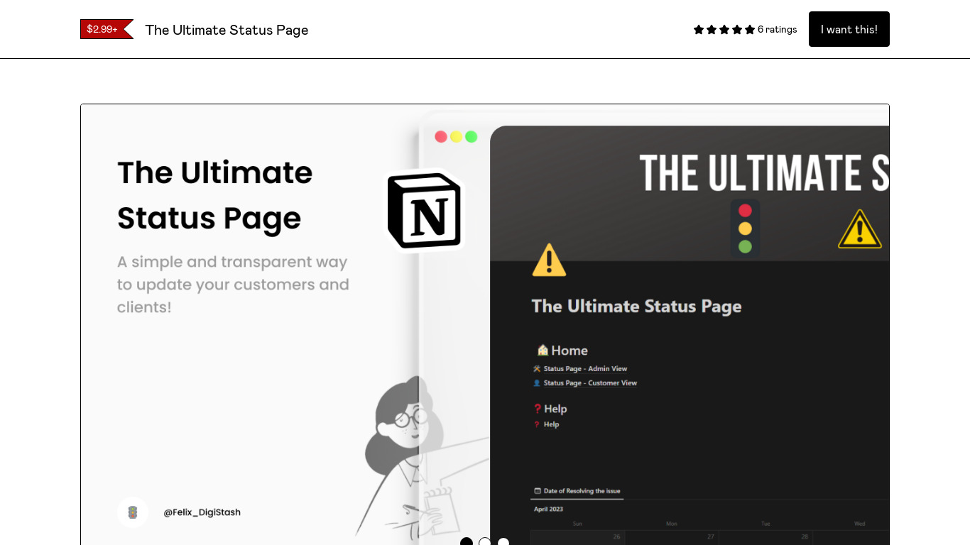 The Ultimate Status Page Landing page