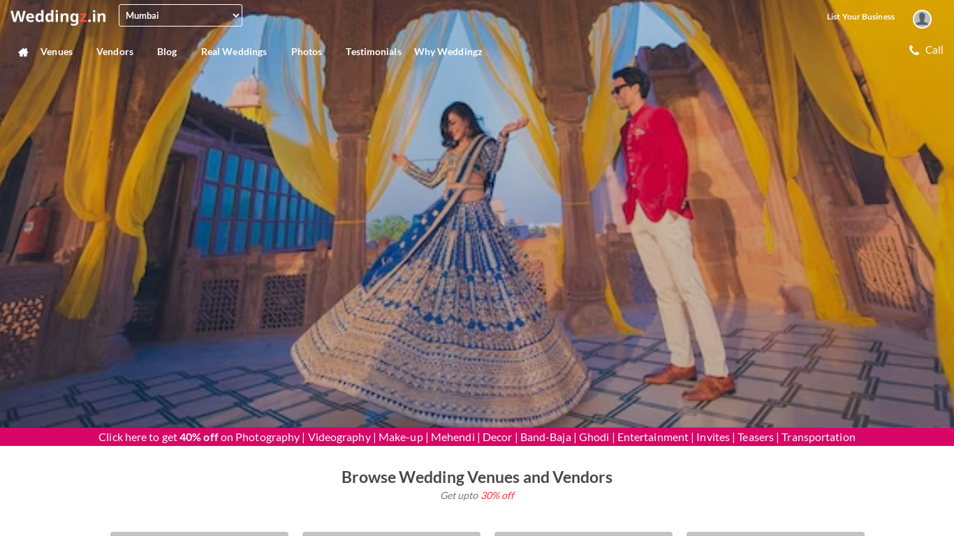 Weddingz.in Landing page