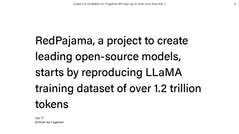 RedPajama Landing Page