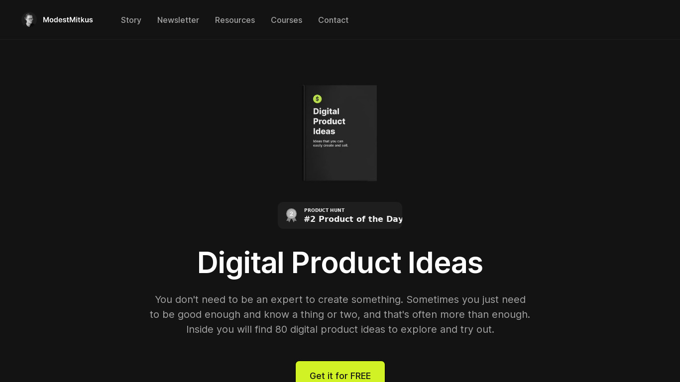 80 Digital Product Ideas Landing page