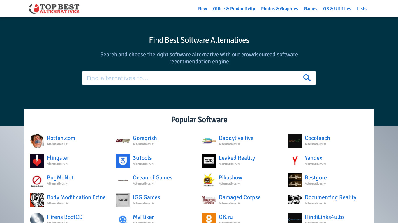 Top Best Alternatives Landing page