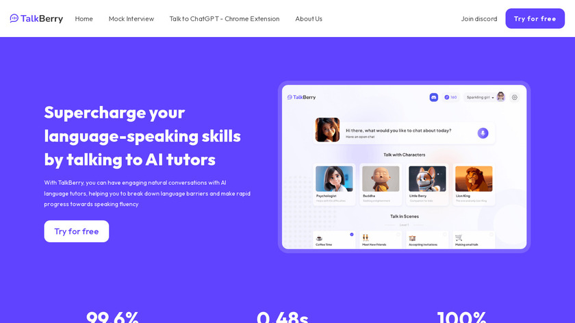 TalkBerry Landing Page