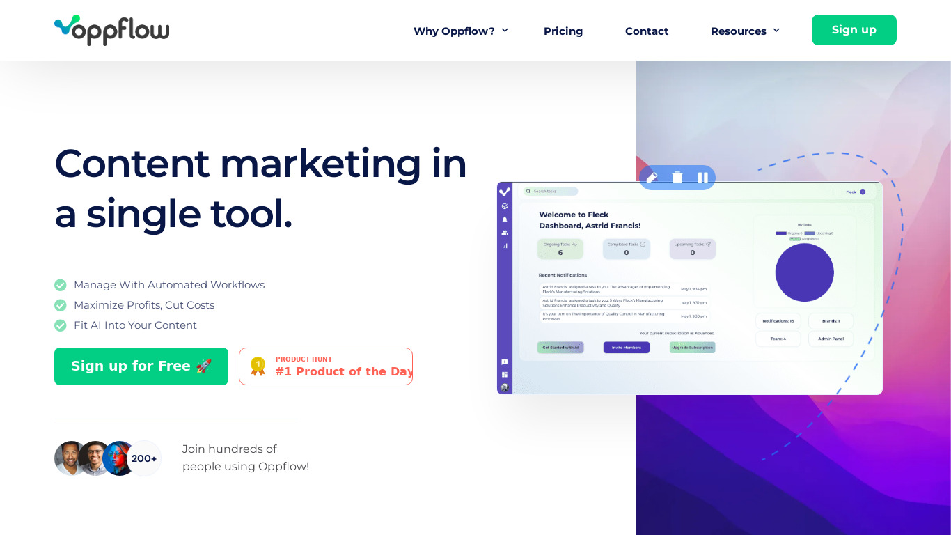 Oppflow Landing page