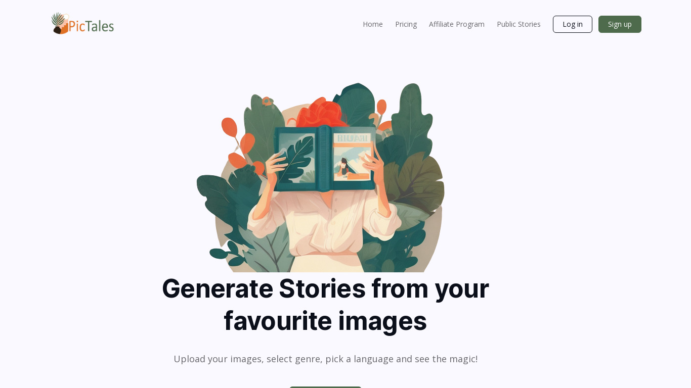 PicTales Landing page