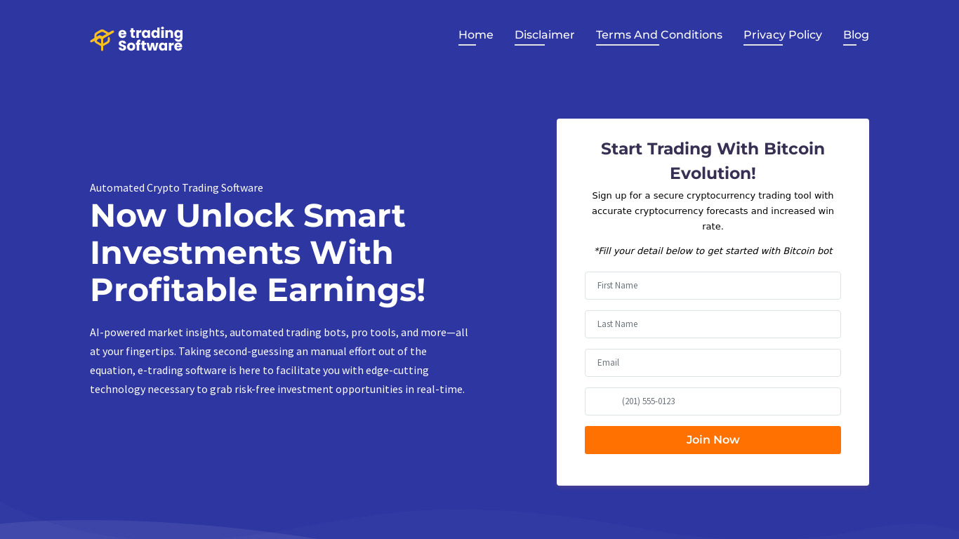 E-TradingSoftware.com Landing page