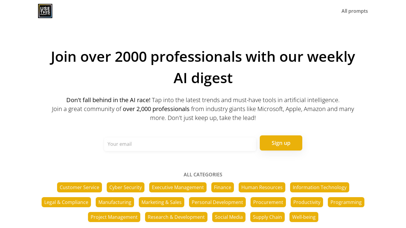UseThisPrompt.io Landing page
