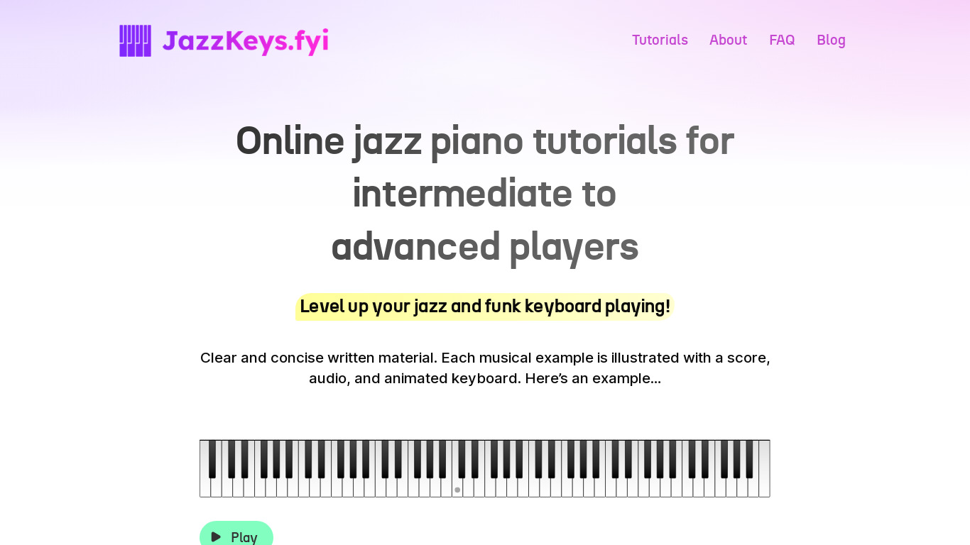 JazzKeys.fyi Landing page