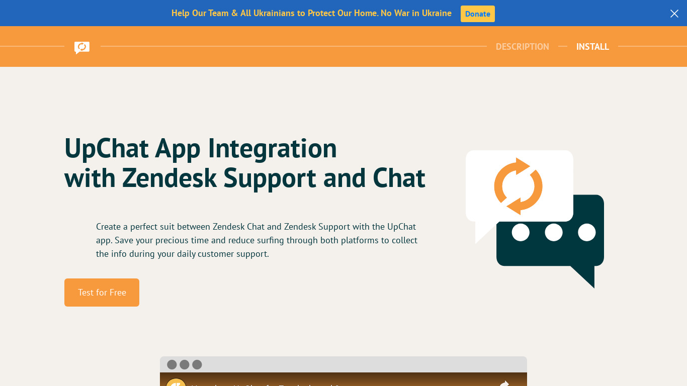 UpChat for Zendesk Landing page