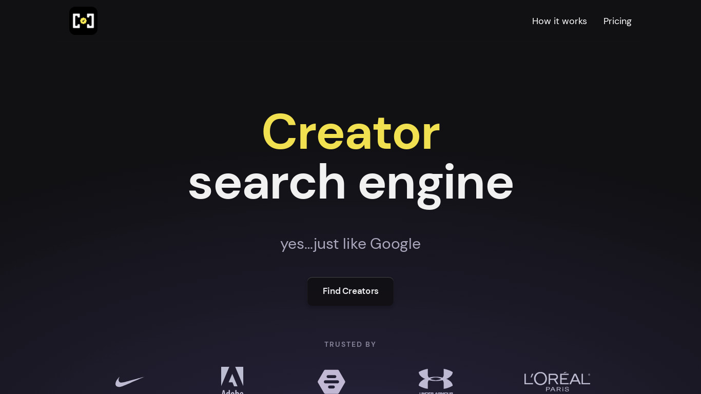 Creator Check Landing page