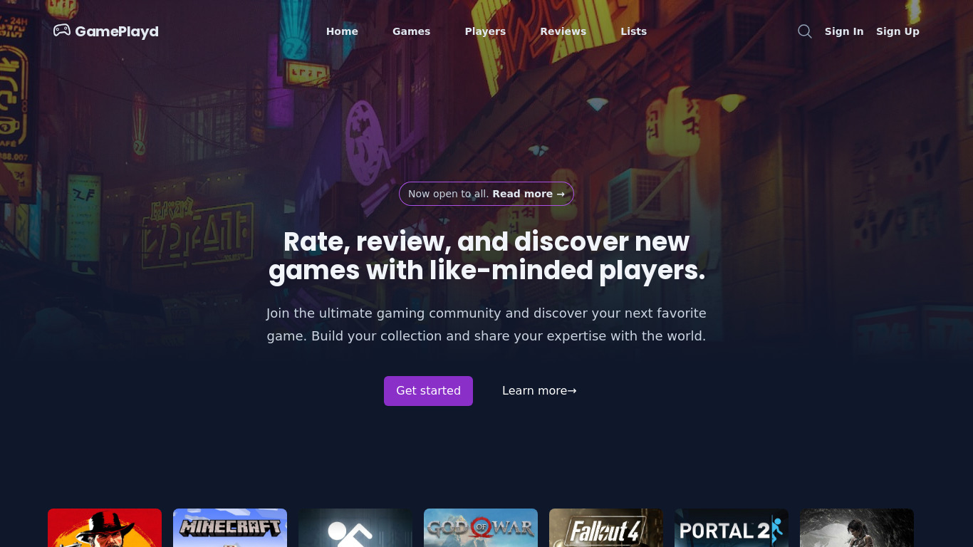 GamePlayd Landing page