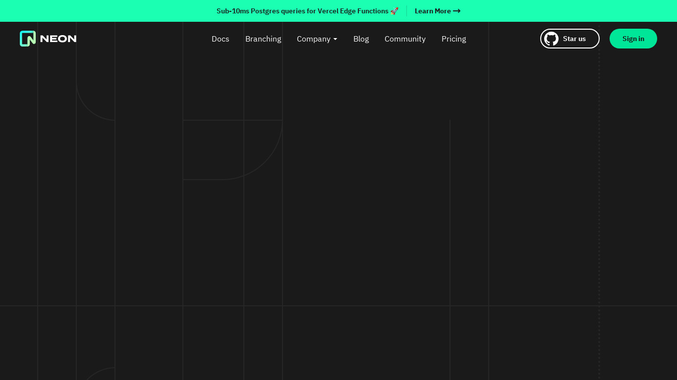 Neon Database Landing page