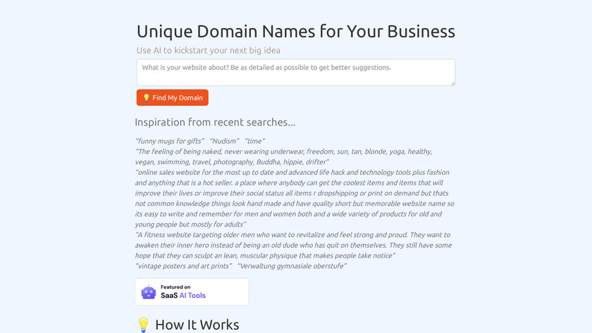 Domain Brainstormer Landing Page